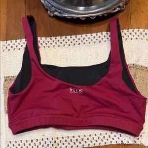 Fleo Maroon and Black Sports Bra